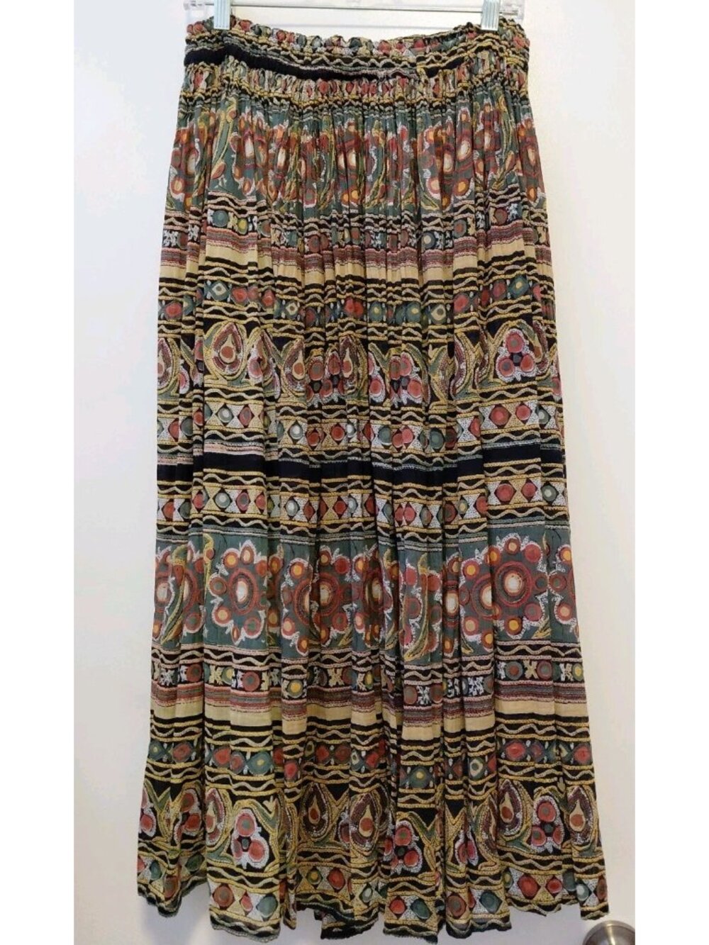 Le Mieux Cotton Maxi Crinkle Skirt Boho Hippie Large Multicolor - Picture 4 of 6